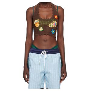 Casablanca Blue Crochet-Knit Top