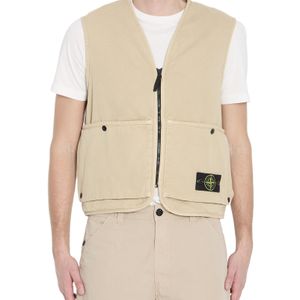 Stone Island Natural Oversized Logo Patch Vest for men