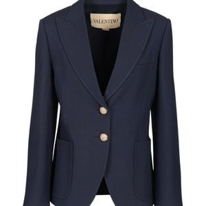 Valentino Blue Single-Breasted Long-Sleeved Blazer