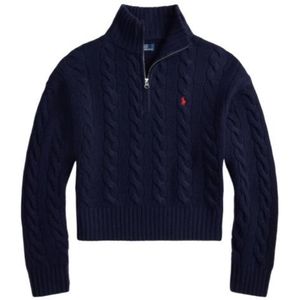 Polo Ralph Lauren Blue Half Zipped Cable-Knit Jumper