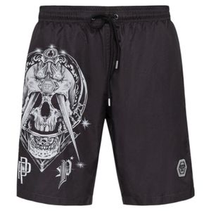 Philipp Plein Grey Skull-Print Drawstring Swim Shorts for men