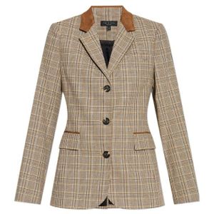 Rag & Bone Natur Karierte Jacke Mit Wildlederbesatz