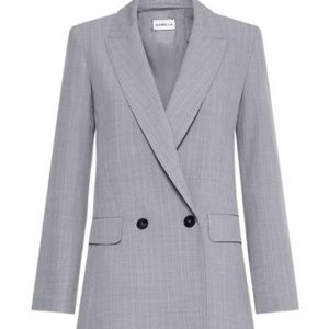 Marella Blue Malfilé-Look Stretch Canvas Blazer