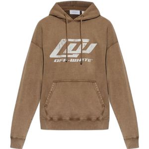Off-White c/o Virgil Abloh Natural Logo Printed Drawstring Hoodie for men