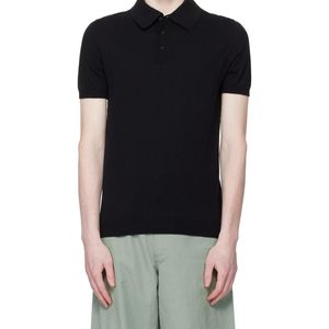 HELIOT EMIL Black Alae Short-Sleeved Polo Shirt for men
