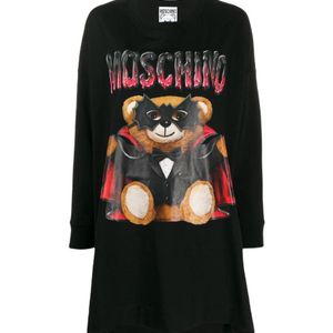 Moschino Black Bat Teddy Bear Print Dress