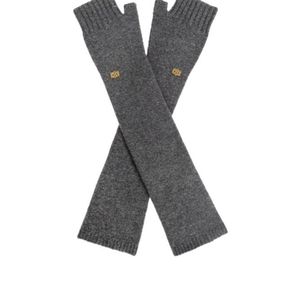 Ganni Grey Dark Wool Mix Gloves