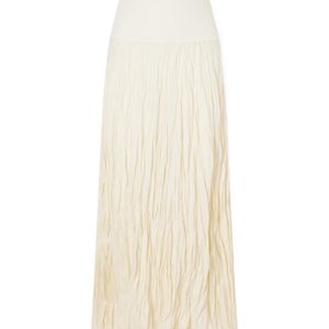 Johanna Ortiz White Light And Sound Linen-Blend Jersey Maxi Skirt