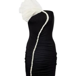 Nensi Dojaka Black Asymmetrical Mini Dress