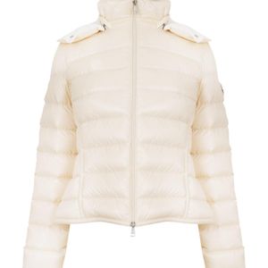 Moncler Natural Cream Short Fitted Puffer Jacket
