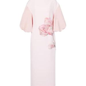 Safiyaa Pink Embroidered Midi Dress