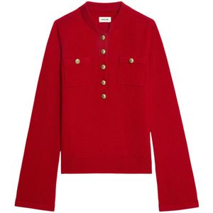 Zadig & Voltaire Red Lucas Button-Detailed Sweater