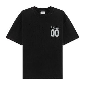 AMISH Black Laser Print Distressed T-Shirt for men