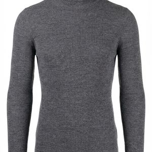 Gucci Grey Roll-Neck Ribbed Wool Jumper for men