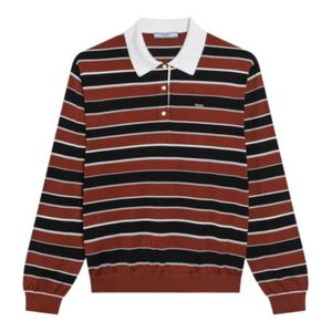 Prada Red Striped Silk Polo Shirt