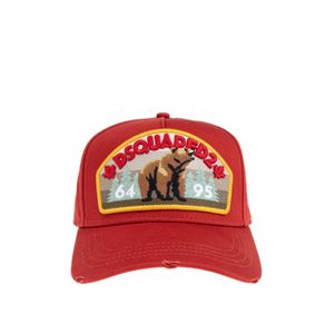 DSquared² Red Logo Patch Baseball Cap for men