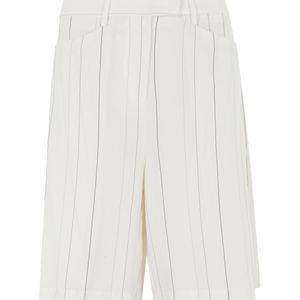 Semicouture White Pinstriped Tailored Shorts