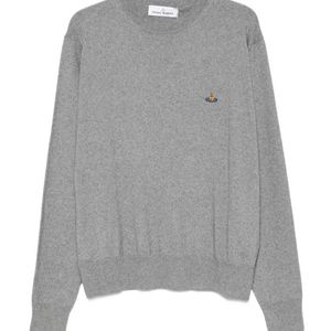 Vivienne Westwood Grey Orb Embroidered Crewneck Jumper for men