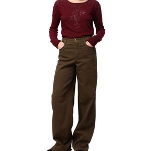 Ermanno Scervino Red Mid-Rise Wide-Leg Jeans