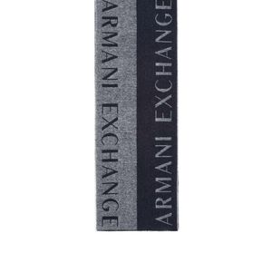 ARMANI EXCHANGE Blue Logo-Intarsia Frayed-Edge Scarf for men