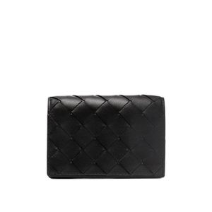Bottega Veneta Black Woven Business Card Case