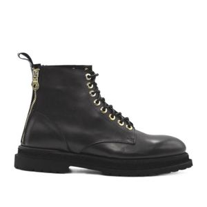 Giuliano Galiano Black Lace-Up Combat Boots for men