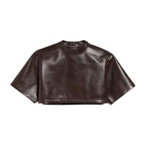 Balenciaga Brown Cropped Leather Top