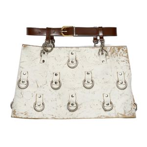 Prada Metallic Embellished Leather Miniskirt