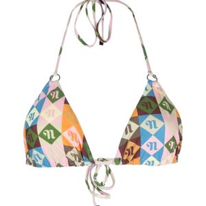 Nanushka Blue Monogram-Pattern Triangle Bikini-Top
