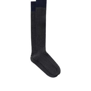 Johnstons Black Two-Tone Cashmere Socks