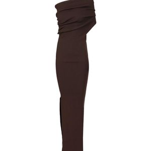 Rick Owens Brown Athena One-Shoulder Knitted Dress