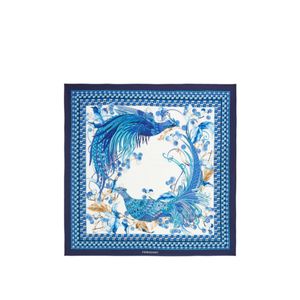 Ferragamo Blue Animal-Print Scarf