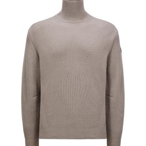 Moncler Brown Logo Patch Turtleneck Knit Jumper for men