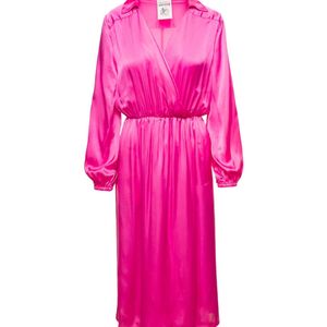 Semicouture Pink Plunging V-Neck Midi-Dress