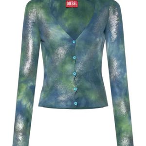 DIESEL Blue Tie-Dye V-Neck Cardigan
