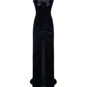 Alessandra Rich Black Lace-Detailing Maxi Dress