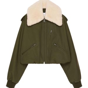 Givenchy Green Shearling Collared Bomber Jacket