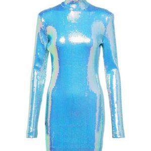 David Koma Blue Sequined Minidress
