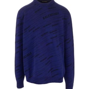 Balenciaga Blue Diagonal Logo Sweater for men