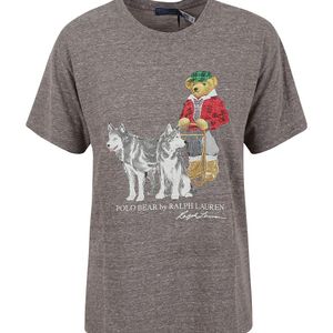 Polo Ralph Lauren Grey Polo Bear-Print Mélange T-Shirt
