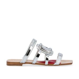 Roger Vivier White Vivier Gladiator Metal Buckle Mules