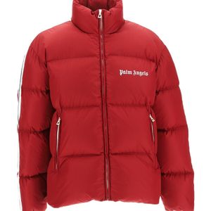 Palm Angels Red Logo-Print Down-Feather Padded Jacket for men