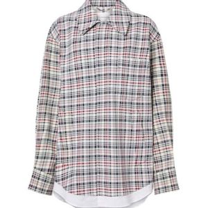 Victoria Beckham White Checked Oversized Cotton And Wool Jacket