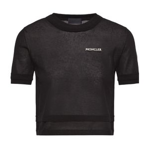 Moncler Black Double-Trimmed Cotton T-Shirt