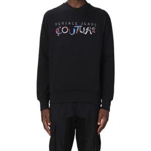 Versace Jeans Black Couture Logo Detailed Crewneck Sweatshirt for men