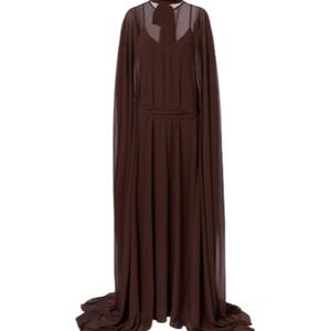 De La Vali Brown Nila Chiffon Gown