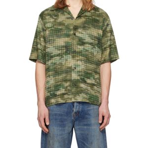 Amiri Green Ma Quad Camo Camp Short-Sleeve Shirt for men