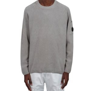 C P Company Grey Logo Crew Neck Knit Sweater for men