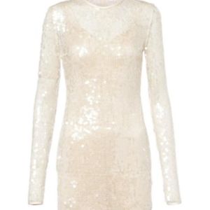 David Koma Natural Sequined Minidress