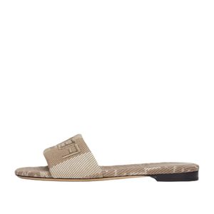 Fendi White Sunshine Denim-Effect Jacquard Slides